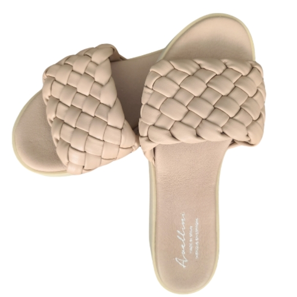 Avellini Shoes - Nude Braided Platform Strap Slide Sandals Cushion Sole Comfy Size 40 US Size 9.5